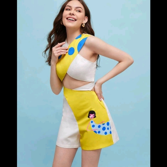 Unique yellow and beige romper - Picture 4 of 8